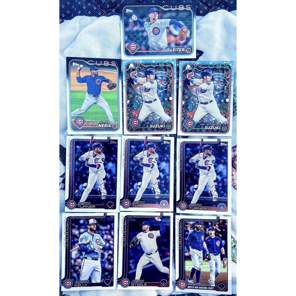Chicago Cubs 10 Card Lot Seiya Suzuki Holiday x2 Justin Turner x3 Steele Leiter